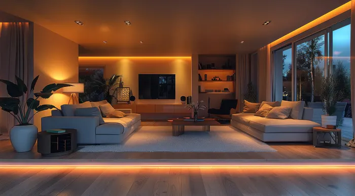 Living room with warm accent lighting